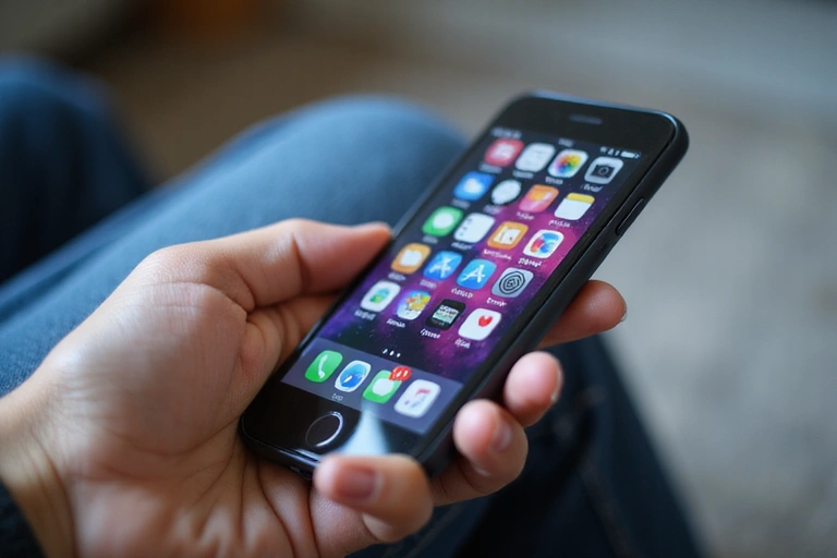 A person's hand interacting with a smartphone, displaying various app icons and notifications, symbolizing personalized user experience.